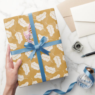 Blumenfrühling | Goldene und weiße Blätter Geschenkpapier