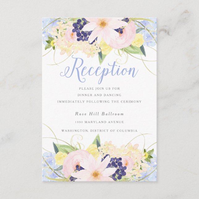 Blumenfrühlings-Hochzeitsfeier Vintager Empfang Begleitkarte (Vorderseite)