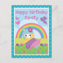 Blumenfrühlingstrauß Llama & Rainbow Birthday Postkarte