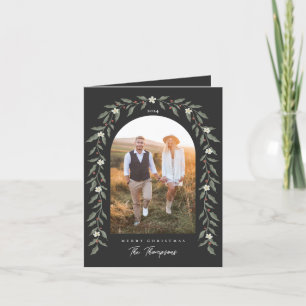 Blumengarland Arted Foto Black Christmas Card Feiertagskarte
