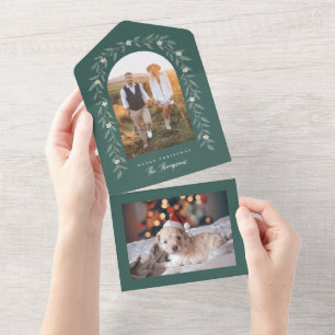 Blumengarland Arted Foto Grüne Weihnachtskarte All In One Einladung