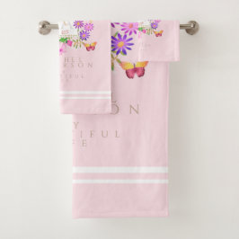 Blumengarn Rosa Monogramm Handtuch Badhandtuch Set