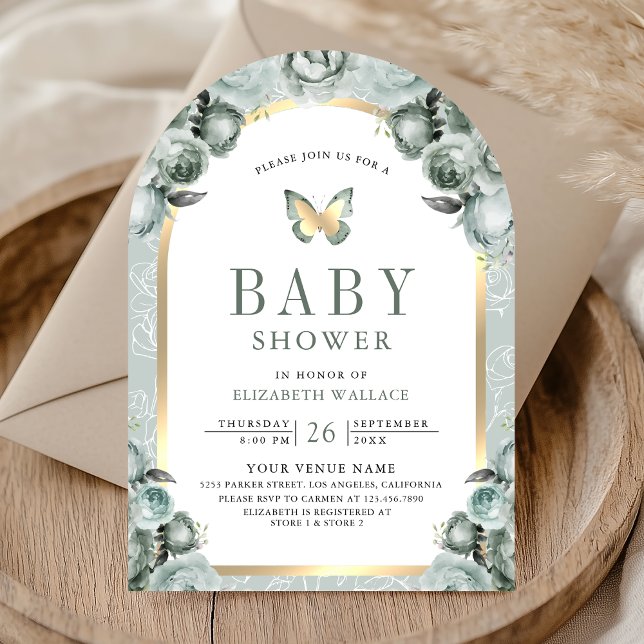 Blumengarnitur Butterfly Babydusche Einladung (Von Creator hochgeladen)