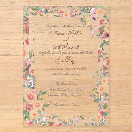 Blumengarten-Acrylblatt Klare Hochzeitseinladung Acryleinladungen