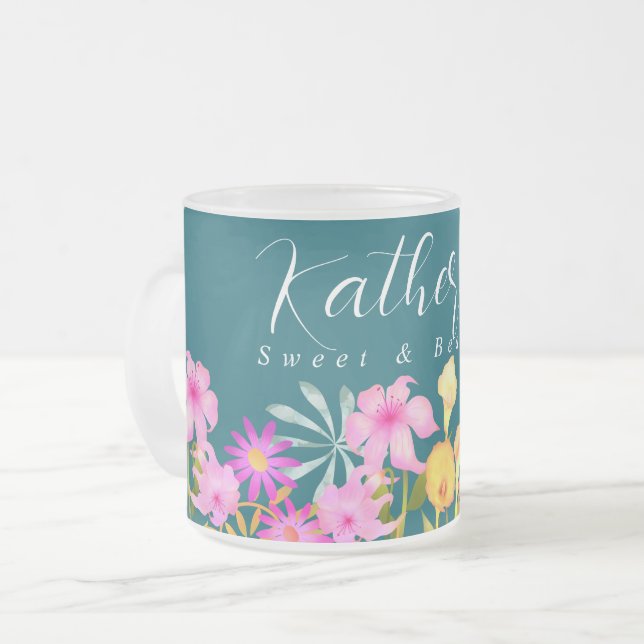 Blumengarten Aquamarin Mattglastasse (Vorderseite Links)