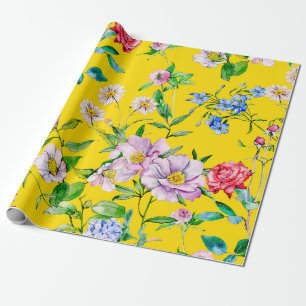 Blumengarten Aquarellmuster Geschenkpapier