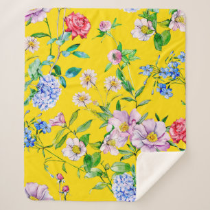 Blumengarten Aquarellmuster Sherpadecke