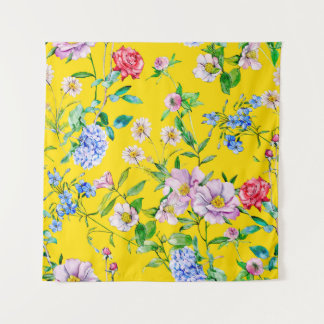 Blumengarten Aquarellmuster Wandteppich