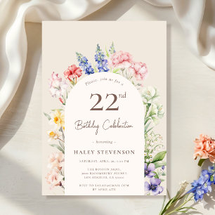 Blumengarten Arch Whimsical Beige 22. Geburtstag Einladung