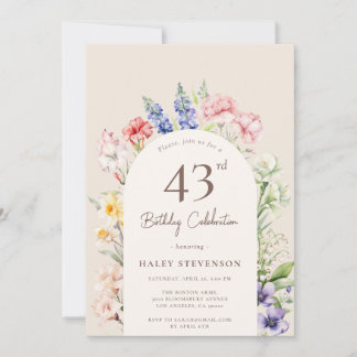 Blumengarten Arch Whimsical Beige 43. Geburtstag Einladung