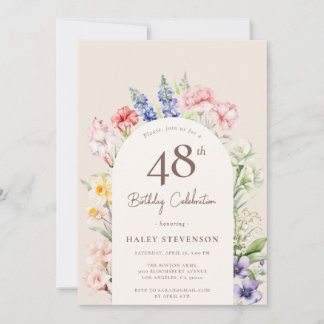 Blumengarten Arch Whimsical Beige 48. Geburtstag Einladung
