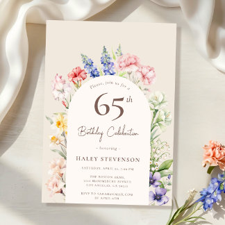 Blumengarten Arch Whimsical Beige 65. Geburtstag Einladung