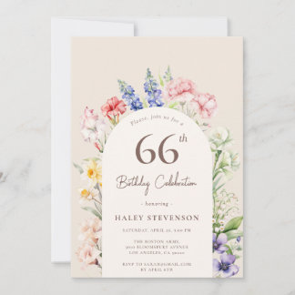 Blumengarten Arch Whimsical Beige 66. Geburtstag Einladung