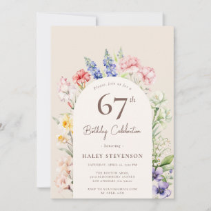 Blumengarten Arch Whimsical Beige 67. Geburtstag Einladung