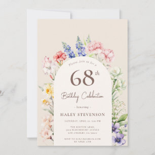 Blumengarten Arch Whimsical Beige 68. Geburtstag Einladung