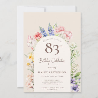 Blumengarten Arch Whimsical Beige 83. Geburtstag Einladung