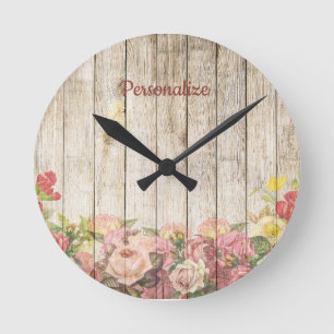 Blumengarten Außenterrasse Holzzaun personalisiere Runde Wanduhr