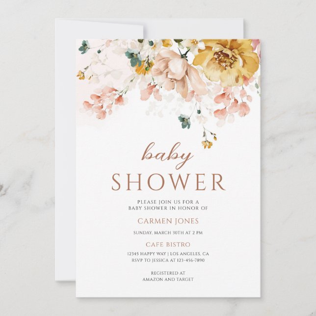 Blumengarten-Baby-Shower-Design Einladung (Vorderseite)