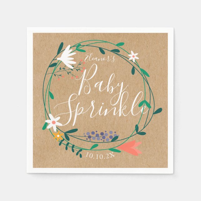 Blumengarten Baby Sprinkle / Dusche Rustikales Boh Serviette (Vorderseite)