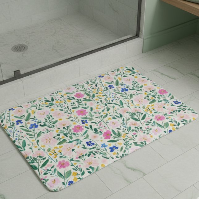 Blumengarten Badematte (colorful preppy floral garden bath mat)