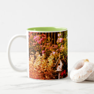 Blumengarten Bird House Personalisiert Zweifarbige Tasse