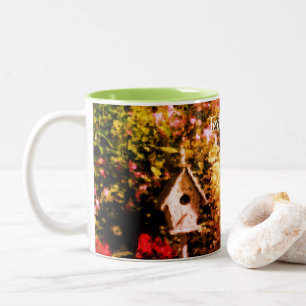 Blumengarten Bird House Personalisiert Zweifarbige Tasse