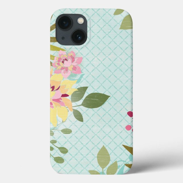 Blumengarten, blauer Hintergrund Case-Mate iPhone Hülle (Rückseite)