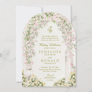 Blumengarten-Bogen-Monogramm-Hochzeit Einladung