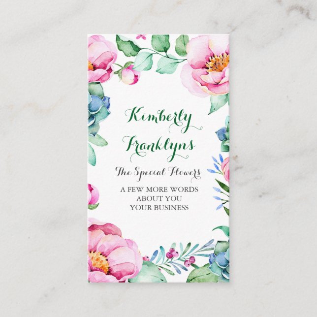 Blumengarten-botanische BlumeSucculents gemalt Visitenkarte (Vorderseite)