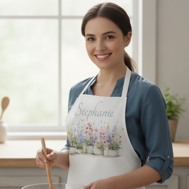 Blumengarten Botanischer Name Geschenk Schürze (Potted flowers personalized apron)