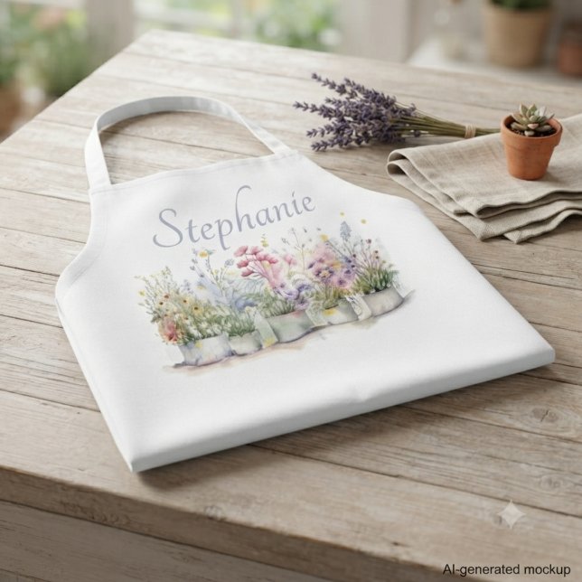 Blumengarten Botanischer Name Geschenk Schürze (Personalized floral garden apron, a thoughtful gift for the dedicated gardener’s birthday.)