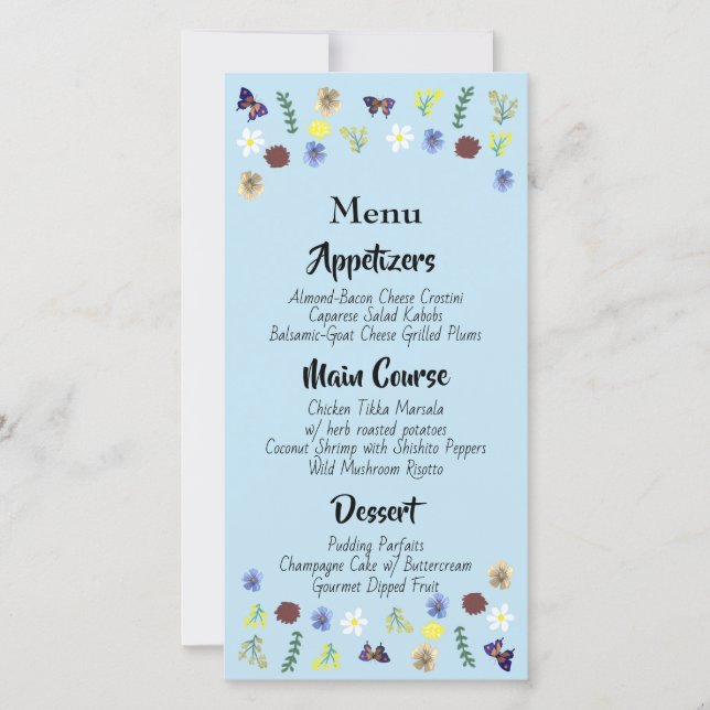 Blumengarten Botanisches Hochzeitmenü (Vorderseite)