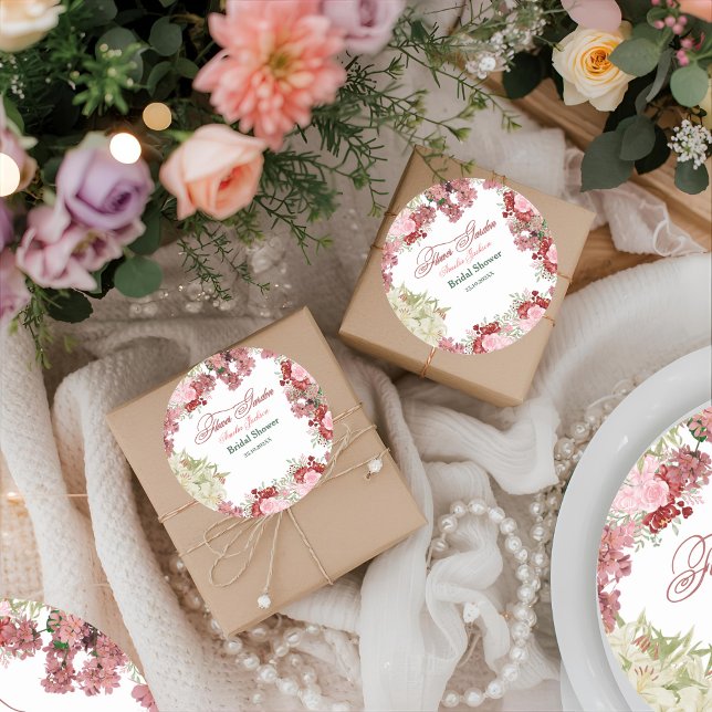 Blumengarten Brautdusche Einladung Runder Aufkleber (Von Creator hochgeladen)