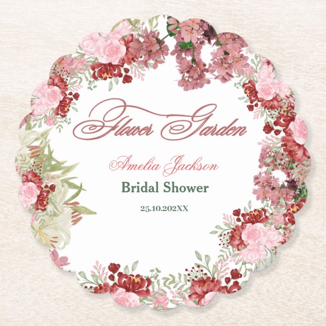 Blumengarten Brautdusche Einladung Untersetzer (Vorderseite)