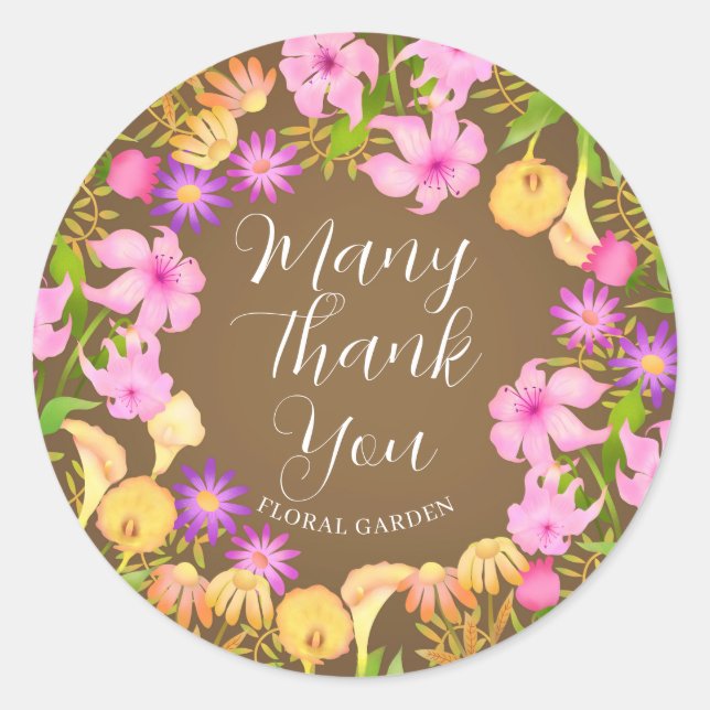 Blumengarten Brown Runder Aufkleber (Vorderseite)