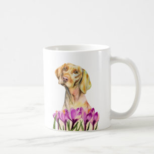 Blumengarten des Aquarell-Hund Vizsla Kaffeetasse