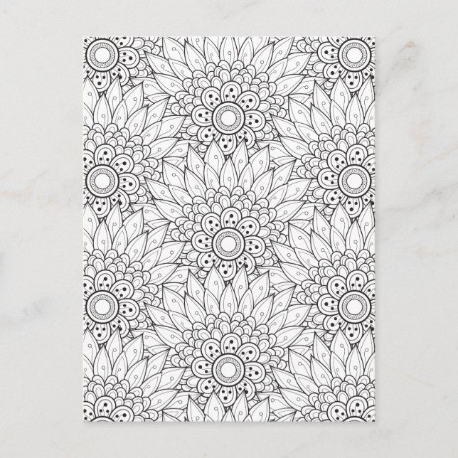 Blumengarten Doodle Postkarte (Vorderseite)