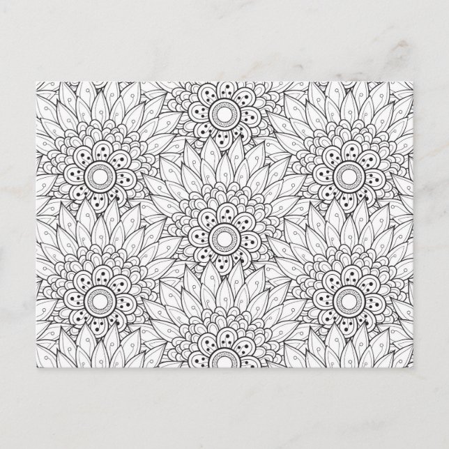 Blumengarten Doodle Postkarte (Vorderseite)