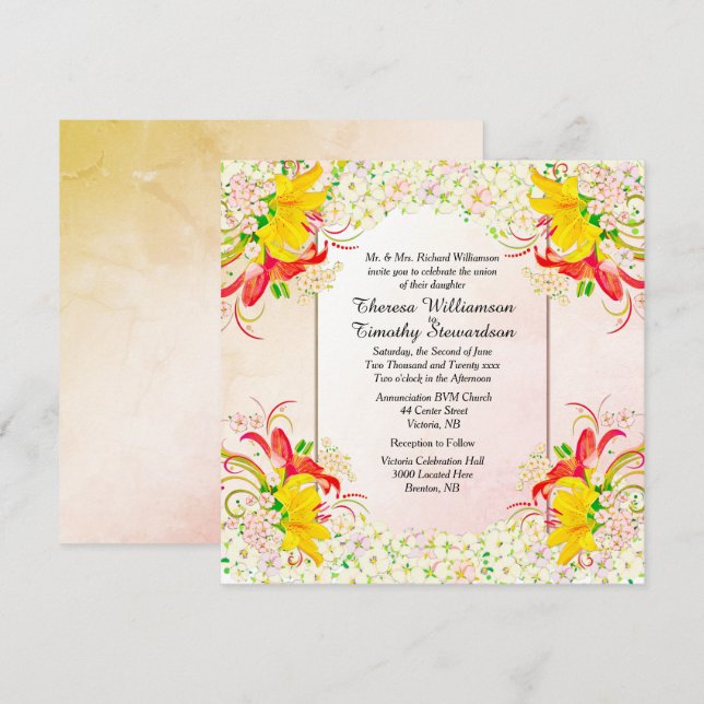 Blumengarten Einladung zur Hochzeit (Vorne/Hinten)