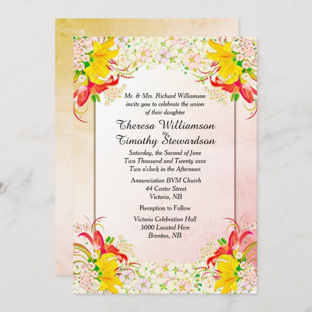 Blumengarten Einladung zur Hochzeit (Vorne/Hinten)