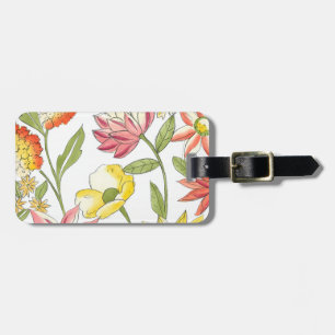 Blumengarten-Entwurf mit weißem Hintergrund Gepäckanhänger