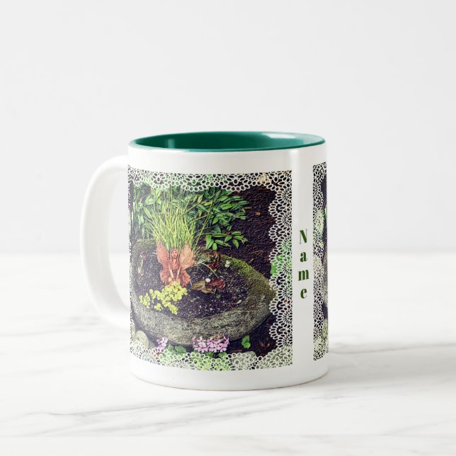 Blumengarten Fairy Personalisiert Zweifarbige Tasse (Vorderseite Links)