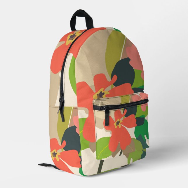 Blumengarten - Farbblöcke Bedruckter Rucksack (Rückseitige Ecke links)