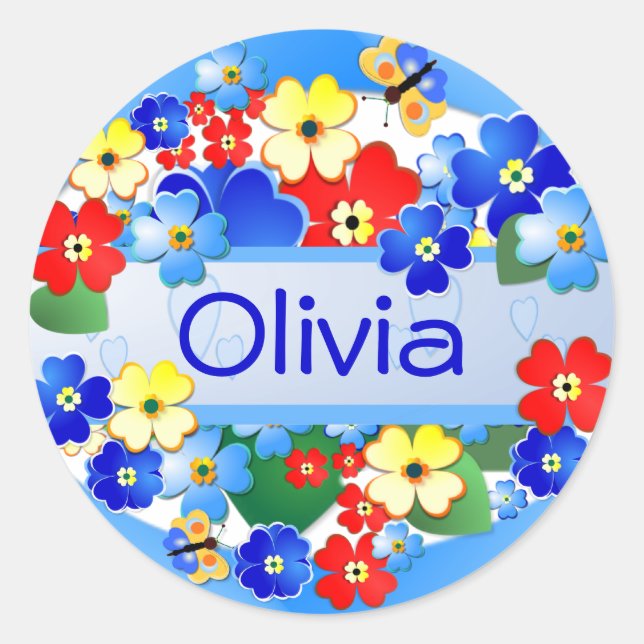 Blumengarten ~ Geschenkaufkleber Runder Aufkleber (Vorderseite)