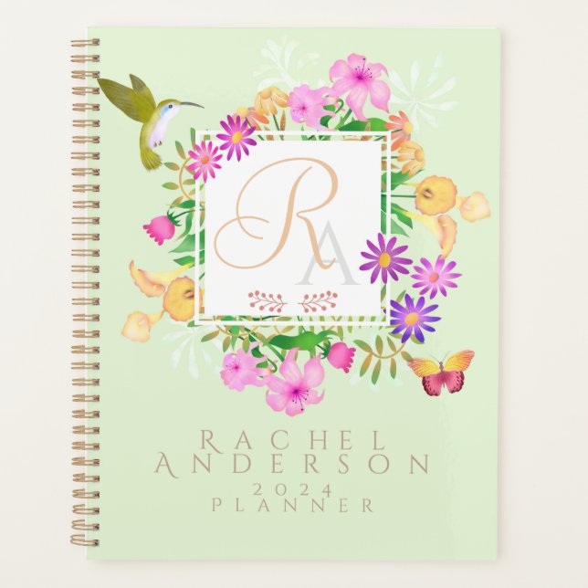 Blumengarten Green Monogram Planer (Vorderseite)