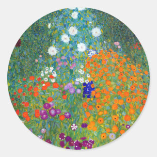 Blumengarten, Gustav Klimt Runder Aufkleber