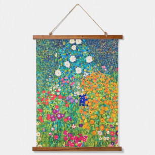 Blumengarten, Gustav Klimt Wandteppich Mit Holzrahmen