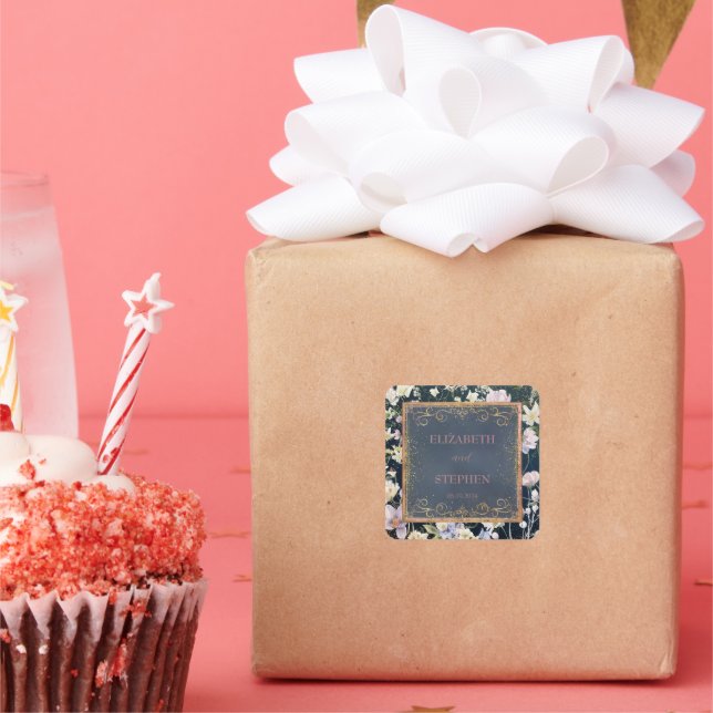 Blumengarten Hochzeit Quadratischer Aufkleber (Party)