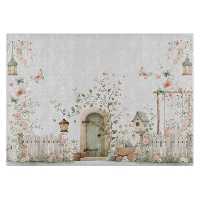 Blumengarten im Landhausstil Schneidebrett (Vorderseite)