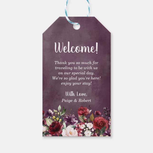 Blumengarten in Burgunder, im Rosa und in der Geschenkanhänger (Vorderseite)